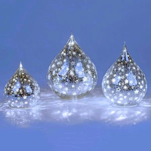 Deko-Tropfen 15, 20 o. 23 cm Sterne-Silber LED-Licht Glas formano Weihnachtsdeko - Bild 1 von 8