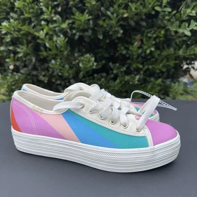 Keds X Kate Spade New York Triple Kick Multi-Striped Canvas Women’s Size 7 NEW - Image 1 of 4