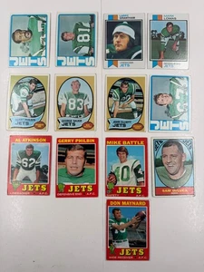 Lote de 13 tarjetas 1967-1973 NY Jets Don Maynard George Nock Sam DeLuca Al Atkinson - Imagen 1 de 9