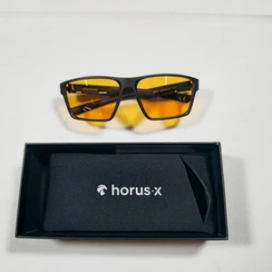 Horus X One Gaming Tech Black/Orange Square Hlg Blue Light Glasses 58-15-141 - Picture 1 of 3