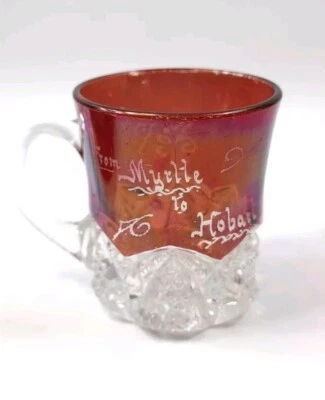 Ruby Stain Flash Souvenir Glass-Handled Shot Glass Inscribed 1904 - Image 1 of 4