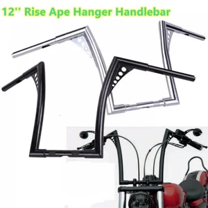 12" Rise Ape Hanger Handlebar Black/Chrome for VTX1300 VTX1800 New - Picture 1 of 19