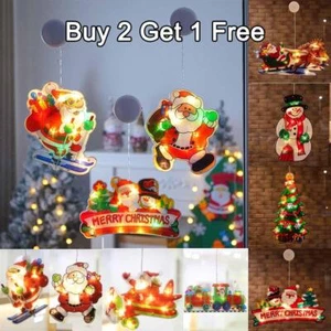 Christmas Window Hanging LED Lights Xmas Party Ornament Decoration Suction Cup - Picture 1 of 15