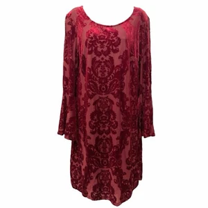 NWT Signature by Robbie Bee Womens XL Sheath Dress Red Velvet Split Bell Sleeve - Picture 1 of 15