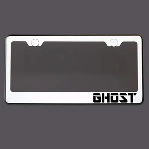 Marco de matrícula de espejo polaco GHOST Tapón de rosca de metal grabado con láser - Imagen 1 de 8