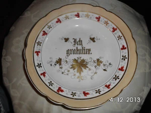 Porzellan-Teller "Ich gratuliere" von ca. 1900-1920 -guter Zustand - Bild 1 von 1
