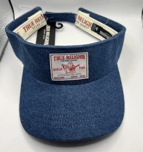 NWT True Religion World Tour Unisex Adjustable Sun Visor Hat OSFM Dark Denim - Picture 1 of 2