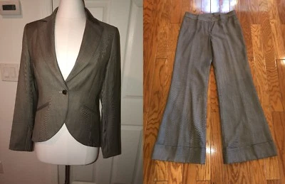 NUEVO CON ETIQUETAS $700 Yansi Fugel Lavable Lana Ligero Pierna Ancha Pantalones Ajustados Chaqueta Traje Foto 1 de 4