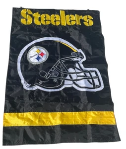 Pittsburgh Steelers Heavy Duty Outdoor House Flag Banner Helmet 28" x 44" - Picture 1 of 3