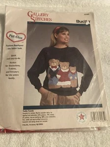 Bucilla Gallery of Stitches Put-Ons Fashion Appliques Teddy Bear Family New - Picture 1 of 3