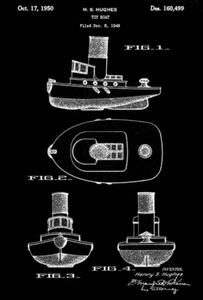 1950 - Barco de juguete - Barco - Náutico - H. S. Hughes - Póster de arte de patente - Imagen 1 de 3