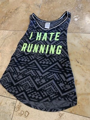 Camiseta sin mangas I Hate Running Workout rosa marca talla XS Foto 1 de 3
