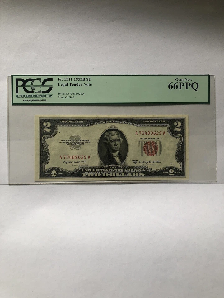 1953 2 Dollar Bill Certified 66 PPQ Gem New - Image 1 of 2