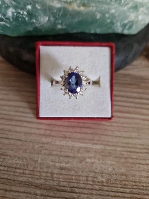 750er WG Tansanit Diamant Ring Gr 17   Wie Neu - Bild 1 von 4