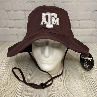 Texas A&M Aggies Logo Bucket Hat L/XL Zephyr Maroon Drawstring New - Image 1 of 4