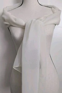 Cejon White Shiffon Polyester Classic Oblong Wrap Scarf 70x20" - Picture 1 of 6
