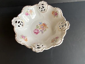 WEIMAR PORCELAIN-GDR- Barbarina Footed Reticulated Dish 11 4/5" x 8 1/4” - Imagen 1 de 6
