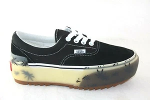 VANS ERA STACKED LX SUEDE CANVAS PALM LEAF BLACK VN0A4U4CXA5 WOMEN'S PLATFORM - Picture 1 of 9