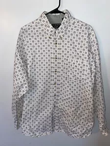 TRADER BAY Men's Long Sleeve Button Down 100% Cotton Shirt XL Geometrical - Picture 1 of 8