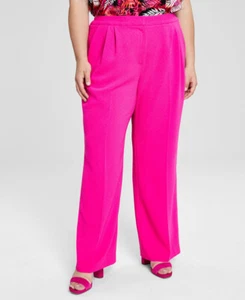 Bar III Women's Plus Size Textured Crepe Wide-Leg Pants - Picture 1 of 15