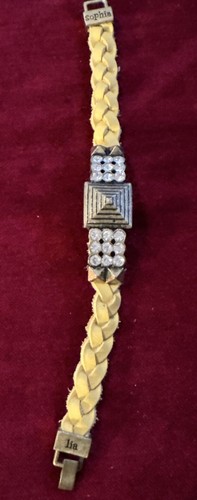 VALENTINO Nuovo con etichette Lia Sophia Bracciale Giallo Antico Piramide Bronzo & Cristallo in Pelle scamosciata