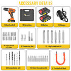 12/18/21/48V Cordless Drill Set Electric Driver Screwdriver + Worklight &Battery