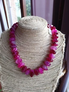 Collana cm 53 AGATA naturale ROSA FUCSIA nuova - Foto 1 di 17