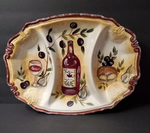 D'Lusso Designs Ceramic Serving Platter 3-Section for Hors d'oeuvres - Picture 1 of 20