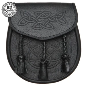 Keltisch geprägter Leder Kilt Sporran schottisches Highland traditionelles Kleid Sporran - Bild 1 von 2