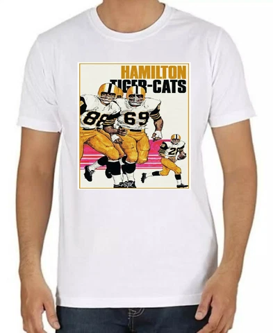 CFL 1970's Hamilton Tiger Cats Logo White T-Shirt 100% Cotton Men  XL NEW Cover