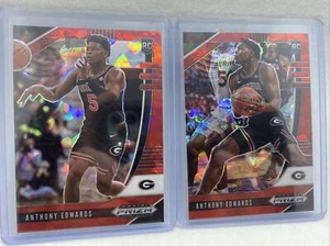 2020-21 Prizm Draft Pick Anthony Edwards Red Cracked Ice Prizm RC Lot #1 & #41 - Picture 1 of 2