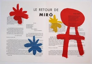 Jaon Miro doppia pagina litografie Derriere le Miroir n. 14-15 (2a edizione) - Foto 1 di 2