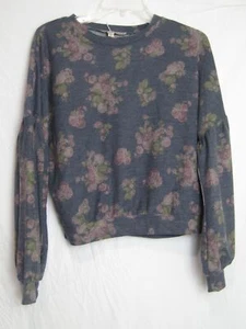 Gypsies & Moondust Girls Blue & Pink Floral Pullover Sweater Sz M EUC DHA104 - Picture 1 of 3