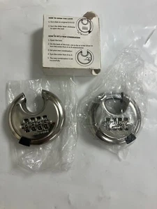 4 Digit Combination Lock Disc Padlock Hardened Steel Shackle Outdoor Combo- 2 Pk - Picture 1 of 6