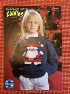 KIDS CHILDRENS FATHER CHRISTMAS SANTA XMAS JUMPER 22”-30” KNITTING PATTERN S4647 - Picture 1 of 3