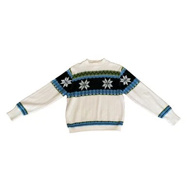 Puritan Ski Lift Knit Sweater Men’s Large Multicolor USA Snowflakes Vintage - Image 1 of 4