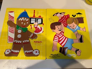 Vintage Playskool Wood Wooden Puzzle Jack & Jill, Gingerbread Man - Picture 1 of 3