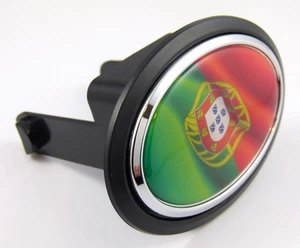 Portugal Portugese Flag Hitch Cover cap 2" receiver black with chrome & dome - Imagen 1 de 4