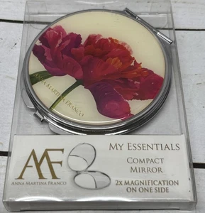 NEW In Package Floral Silver Tone Anna Martina Franco Compact Mirror - Picture 1 of 7