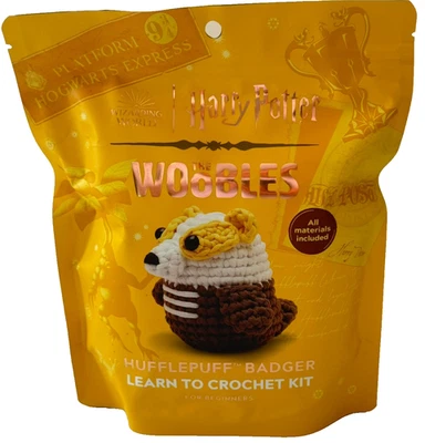 Hufflepuff Badger - The Woobles Harry Potter Beginners Crochet Kit w/ Hook Tool