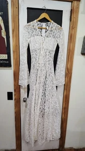 Langes Maxikleid Damen Forplay weiß transparent Spitze Größe M/L - Bild 1 von 7