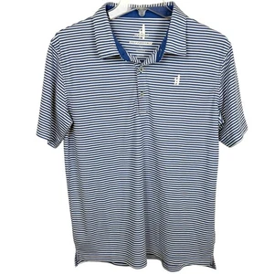 Johnnie-O Boys Short Sleeve Prepformance Polo Shirt Blue White Stripe Size 16 - Picture 1 of 11