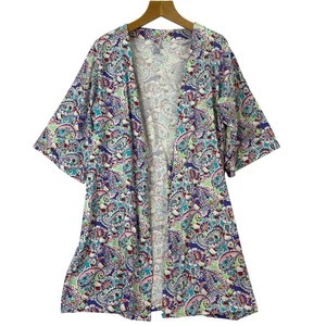 Hello Kitty Vera Bradley Paisley Print Women's S/M Cotton Bathrobe No Tie - Picture 1 of 7