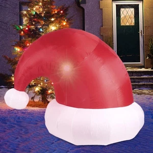 Santa Hat Christmas Inflatable Large Ornament for Malls Patio Indoor Outdoor - Picture 1 of 7