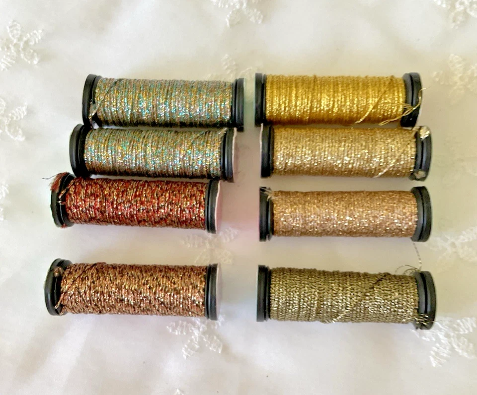Kreinik Needlepoint Fibers Threads Lot of 8 Multicolor Metallic Braid #12 #8 #4 - Image 1 of 2