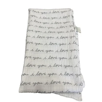 Envoltura de recepción de muselina blanca negra Cloud Island I Love You 39x48 Foto 1 de 4