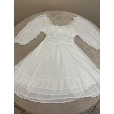 Nuevo Con Etiquetas Nuevo Estilo Blanco Vestido Boho Calce y Acampanado S Espalda Abierta Volantes Fiesta ¡NUEVO!  Foto 1 de 4