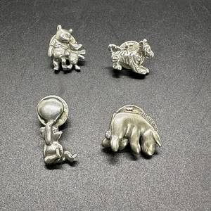 Lot 4 Disney Classic Winnie The Pooh Pewter Lapel Pins Eeyore Tigger Piglet - Picture 1 of 11