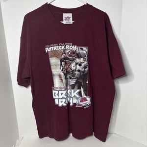Men's Vintage 90's Colorado Avalanche Patrick Roy Maroon White T Shirt Tee Sz XL - Picture 1 of 7