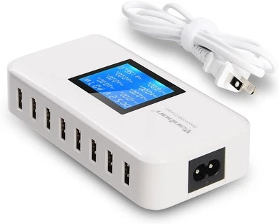 60W/12A 8-Port Desktop Charging Station Multiple USB, Multi Port Travel white  - Image 1 of 4